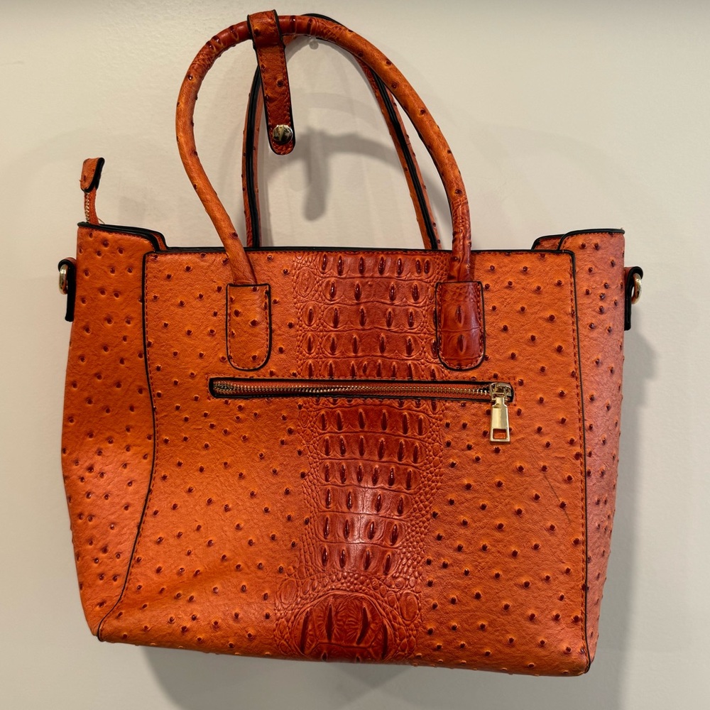 Guang Tong Orange Crocodile Tote Purse